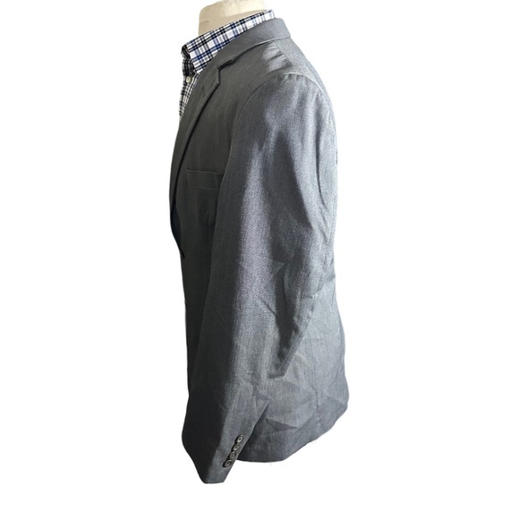 Van Heusen Men Light Grey Crosshatch Pattern 2 Button Suit Jacket Sz 44R EUC - Picture 4 of 12